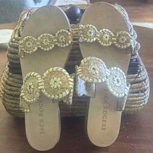 Jack Rogers Tan Sandals with Ornate Design